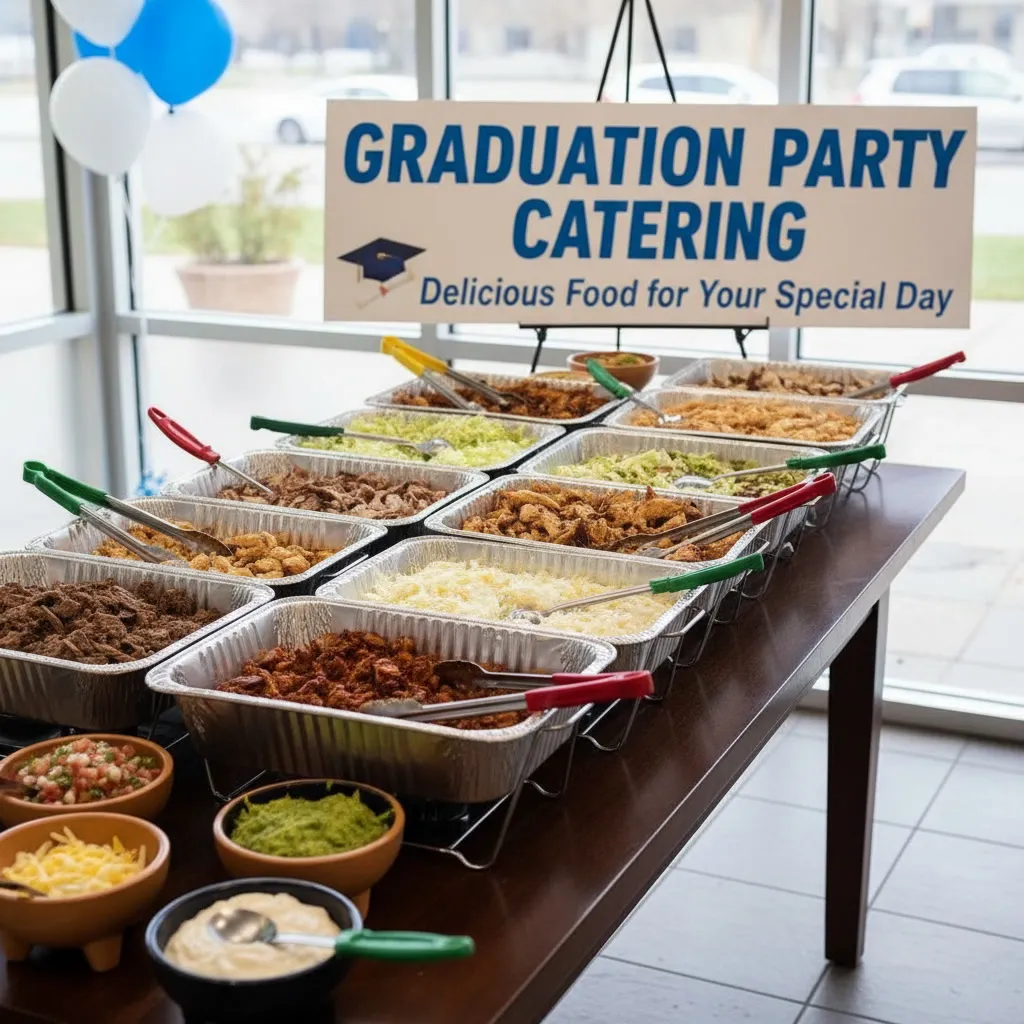 Catering for grad party taco bar setup in Minneapolis