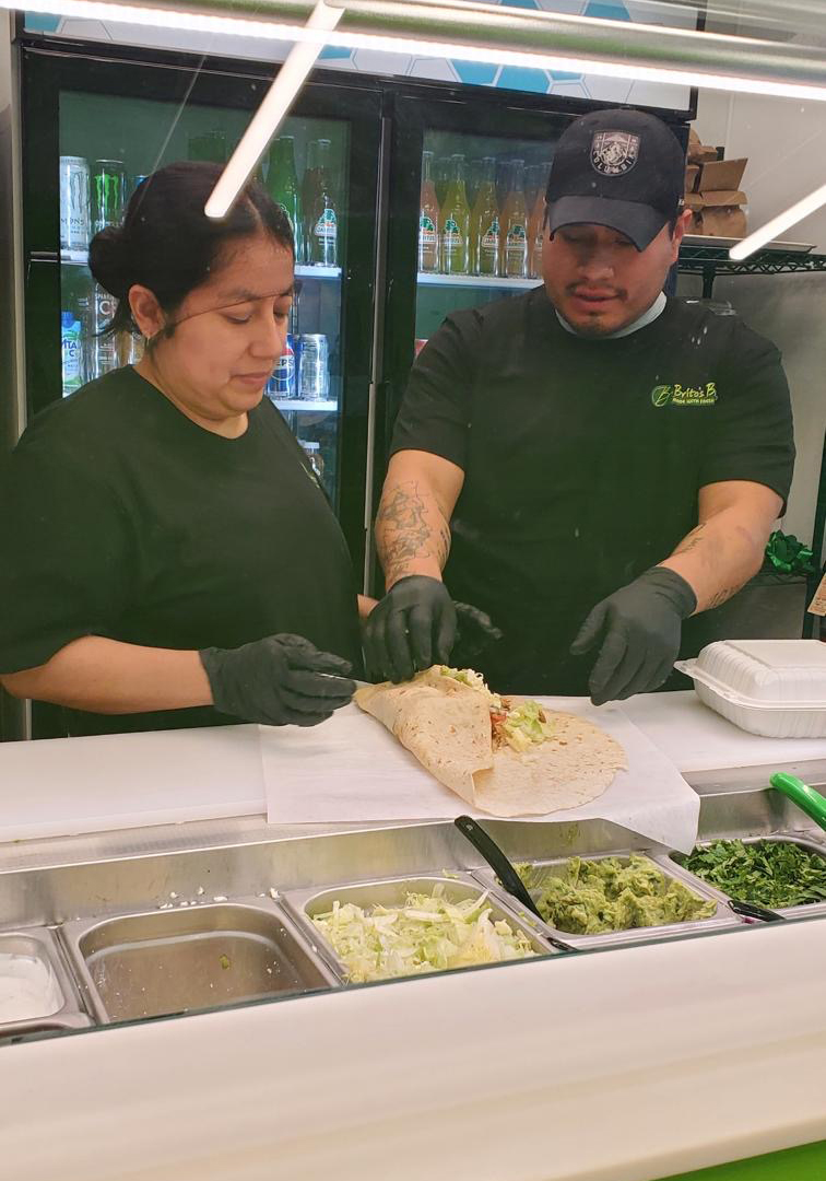 Brito's Burrito team working in the kitchen